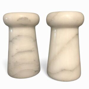 Mid-Century Modern Marble Stone Salt & Pepper Shakers